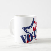 Red Karo Blue Voice mit US Flag Star Kaffeetasse (Vorderseite Links)