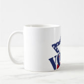 Red Karo Blue Voice mit US Flag Star Kaffeetasse (Links)