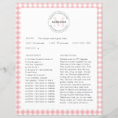 Red Karo Gingham Monogram Family Rezeptblatt (Vorderseite)