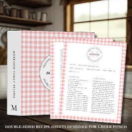 Red Karo Gingham Monogram Family Rezeptblatt