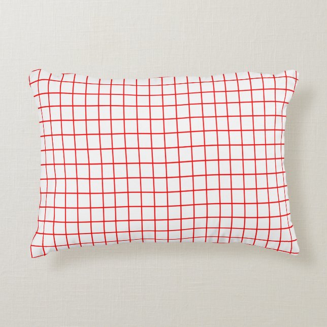 Red Karo Gingham Stripe Karierte Muster dünne Lini Dekokissen (Vorderseite)