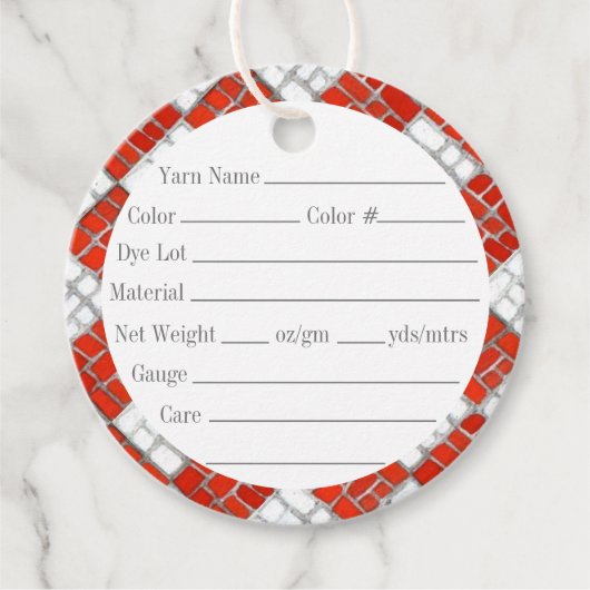 RED KARO MOSAIC 2" Rundgarntags Geschenkanhänger (Vorderseite)