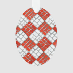 RED KARO MOSAIC Acrylic Oval Ornament