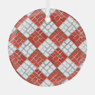 RED KARO MOSAIC Glass Circle Ornament Aus Glas