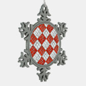 RED KARO MOSAIC Pewter Snowflake Ornament (Links)