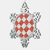 RED KARO MOSAIC Pewter Snowflake Ornament (Rechts)