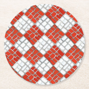 RED KARO MOSAIC Round Paper Untersetzer