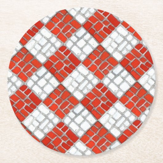 RED KARO MOSAIC Round Paper Untersetzer (Vorderseite)