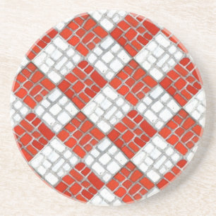 RED KARO MOSAIC Round Sandstone Untersetzer