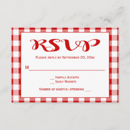 Red Karos UAWG Wedding, Party Gingham Kariert RSVP Karte