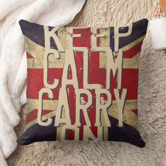 Red KEEP CALM UND Carry on UK Pillow Kissen (Decke)