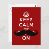 Red Keep Calm und Tragen auf Mustache Spaß Postkar Postkarte (Vorne/Hinten)