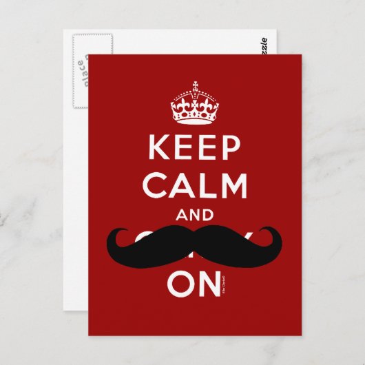 Red Keep Calm und Tragen auf Mustache Spaß Postkar Postkarte (Vorne/Hinten)