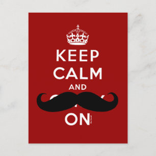 Red Keep Calm und Tragen auf Mustache Spaß Postkar Postkarte