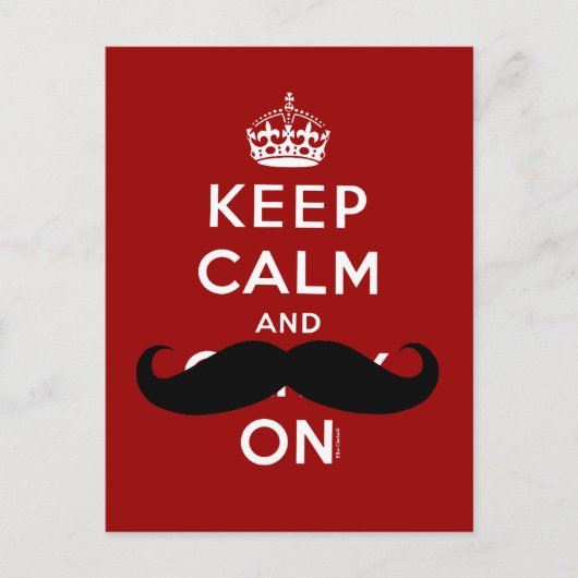 Red Keep Calm und Tragen auf Mustache Spaß Postkar Postkarte (Vorderseite)