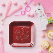 Red Keramik Look Apple Tree Pappteller (Party)