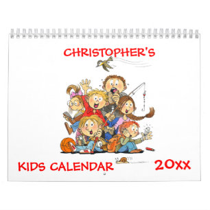 Red Kids Calendar - Funny Calendar for Kids Kalender