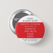 RED Kids Personalisiert Allergie Ich bin allergisc Button (Vorne & Hinten)
