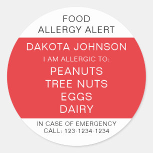 RED Kids Personalisierte Allergie Ich bin allergis Runder Aufkleber