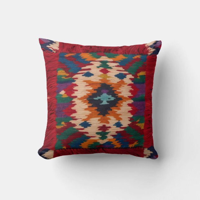 Red Kilim Pillows: Fügen Sie Ihrer Touch eine Pers Kissen (Vorderseite)