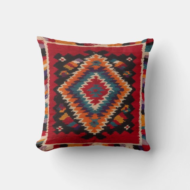 Red Kilim Pillows UK: Traditionelles Design mit Mo Kissen (Vorderseite)