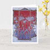Red Kimono mit Poppies Karte (Gelbe Blume)
