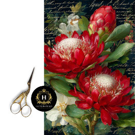 Red King Protea Blume Decoupage Seidenpapier