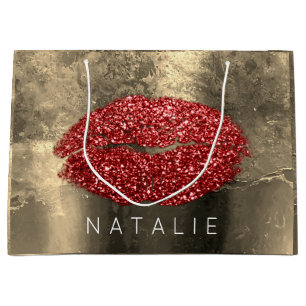 Red Kiss Lips Gold Rose Makeup Grunge Große Geschenktüte