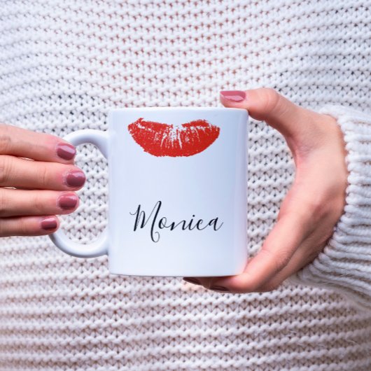 Red Kiss Lips Lipstick personalisierte Mug Kaffeetasse