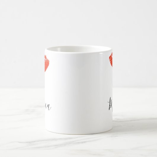 Red Kiss Lips Lipstick personalisierte Mug Kaffeetasse (Mittel)