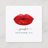 Red KISS LIPS Makeup Artist White Social Media Quadratische Visitenkarte (Vorderseite)