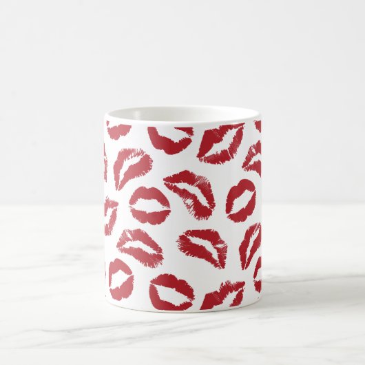 Red Kiss Lips Pattern Mug – Bold & Flirty Kaffeetasse (Mittel)