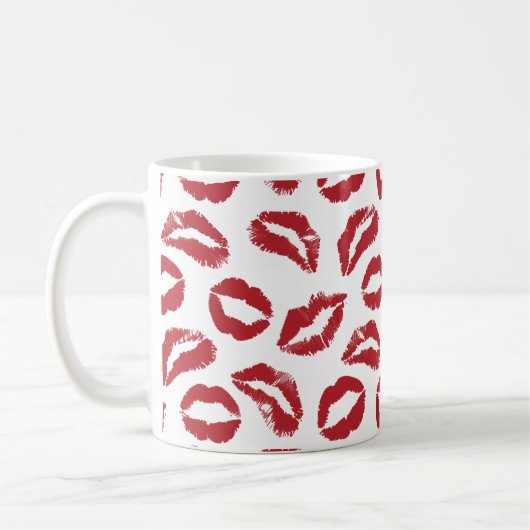 Red Kiss Lips Pattern Mug – Bold & Flirty Kaffeetasse (Links)