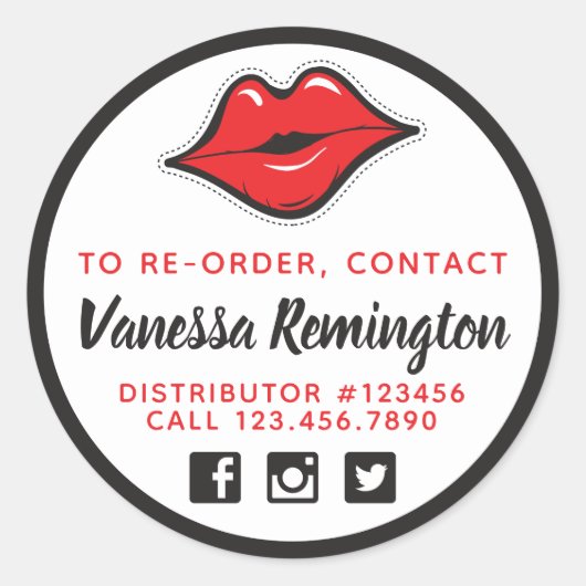 Red Kiss Lipstick & Beauty Distributor erneut best Runder Aufkleber (Vorderseite)