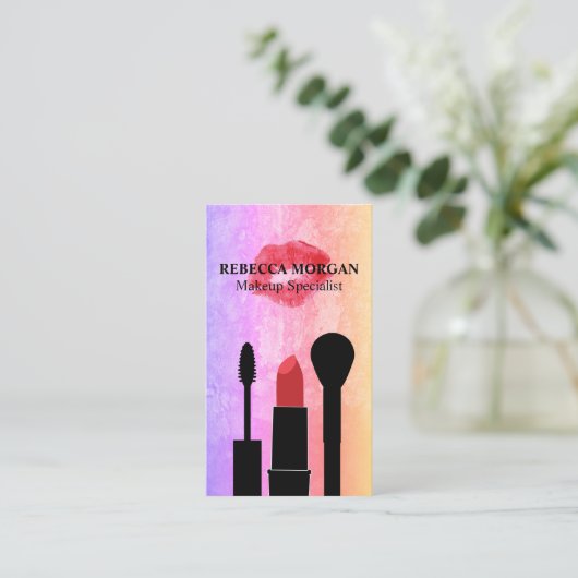 Red Kiss Stain | Makeup Brushes Visitenkarte (Stehend Vorderseite)