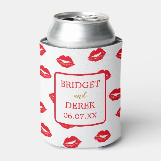 Red Kisses Personalisiert Wedding Dosenkühler (Kanne Vorderseite)
