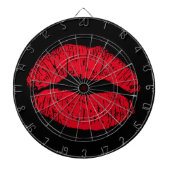 Red Kissing Lips auf schwarz Dartscheibe (vorne)