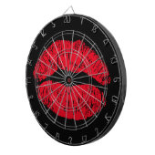 Red Kissing Lips auf schwarz Dartscheibe (Vorderseite rechts)