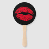 Red Kissing Lips auf schwarz Fächer (Rückseite)