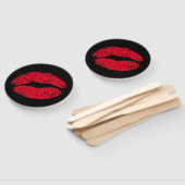 Red Kissing Lips auf schwarz Fächer (Non-assembled)