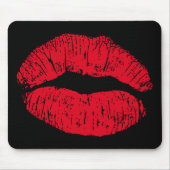 Red Kissing Lips auf schwarz Mousepad (Vorne)