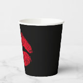 Red Kissing Lips auf schwarz Pappbecher (Links)
