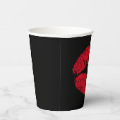 Red Kissing Lips auf schwarz Pappbecher (Rechts)