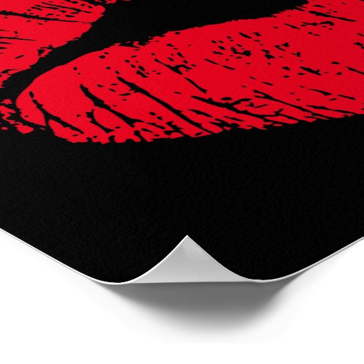 Red Kissing Lips auf schwarz Poster (Ecke)
