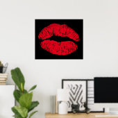Red Kissing Lips auf schwarz Poster (Heimbüro)