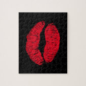 Red Kissing Lips auf schwarz Puzzle (Vertikal)