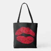 Red Kissing Lips auf schwarz Tasche (Rückseite)