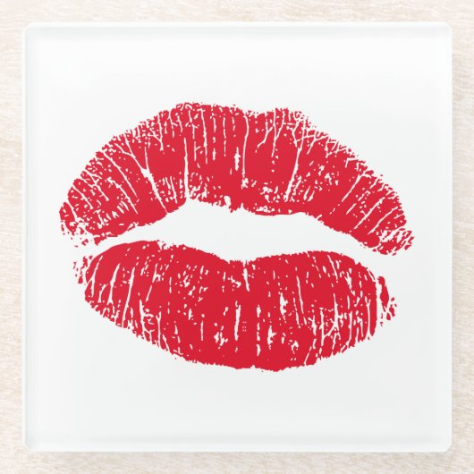 Red Kissing Lips Glasuntersetzer (Vorderseite)
