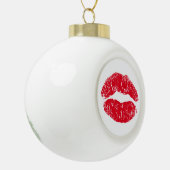Red Kissing Lips Keramik Kugel-Ornament (Links)