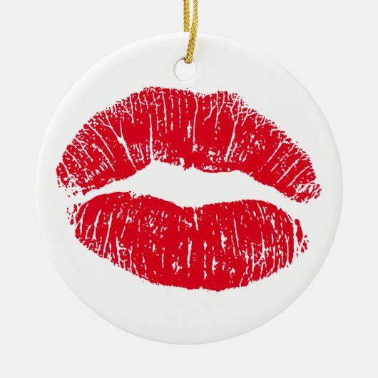 Red Kissing Lips Keramik Ornament (Vorne)
